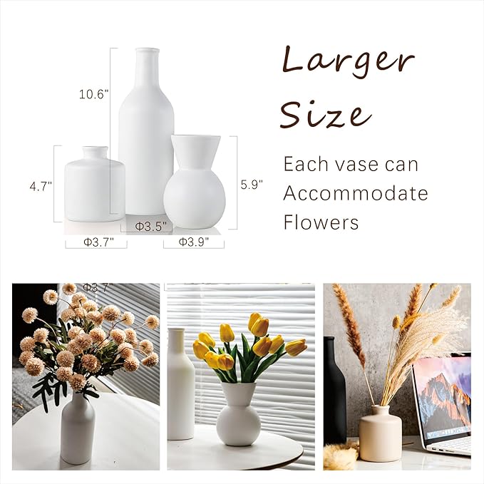 Modern Vases for Home Decor, Artificial Fake Flowers with Vase, Ceramic Vase for Centerpieces