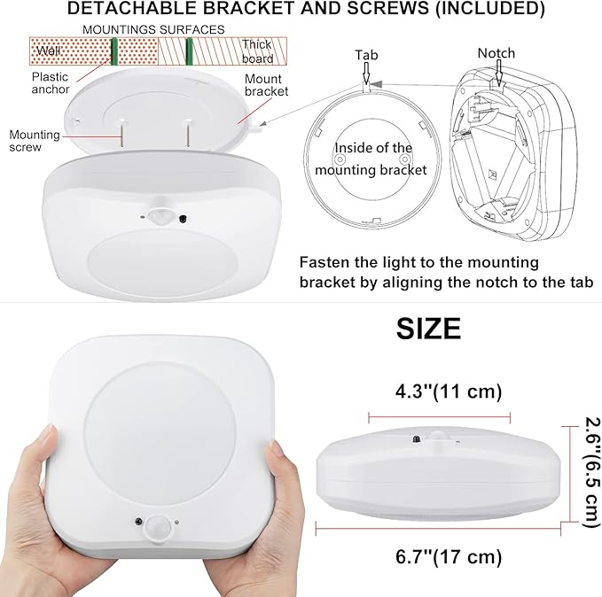 LUXSWAY LED Motion Sensor Ceiling Light Battery Operated with Remote Control,Multi Colors Changing Ceiling Lamp,Cordless Shower Accessories Closet Light with Timer for Bedroom,Kitchen,Hallway,250LM