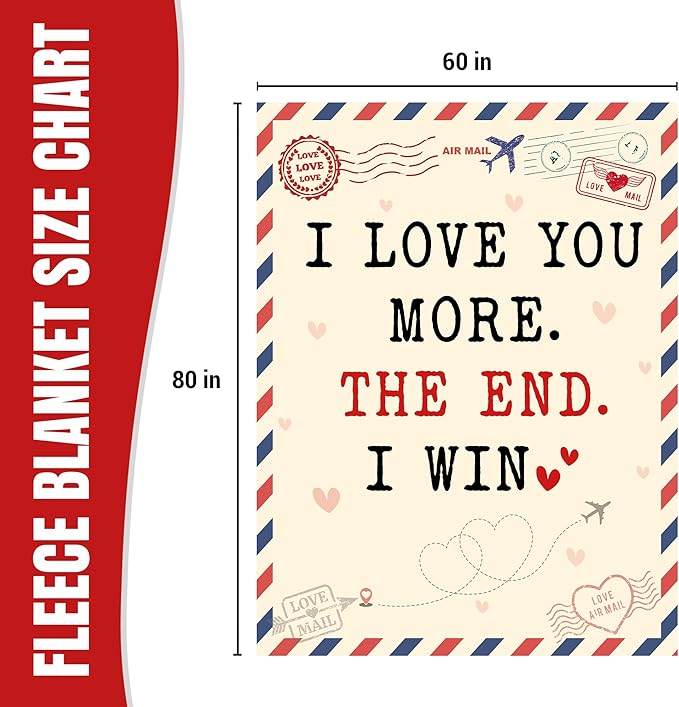 Anniversary Wedding Gifts for Women - I Love You More Soft Fleece Throw Blanket 50x60 in - Birthday Gifts for Girlfriend Boyfriend Him Her, Wife Husband Gift Ideas, Couple Blanket