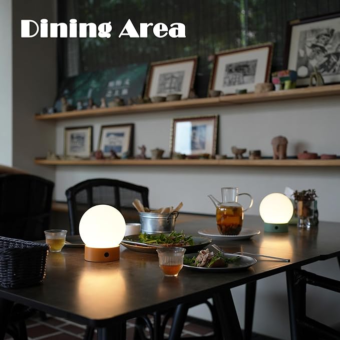 Small Cute Cordless Table Lamp Rechargeable, Battery Operated Shower Lamp Waterproof, Touch Dimmable Globe Ambient Light for Outdoor/Bedside/Patio/Dining (White)
