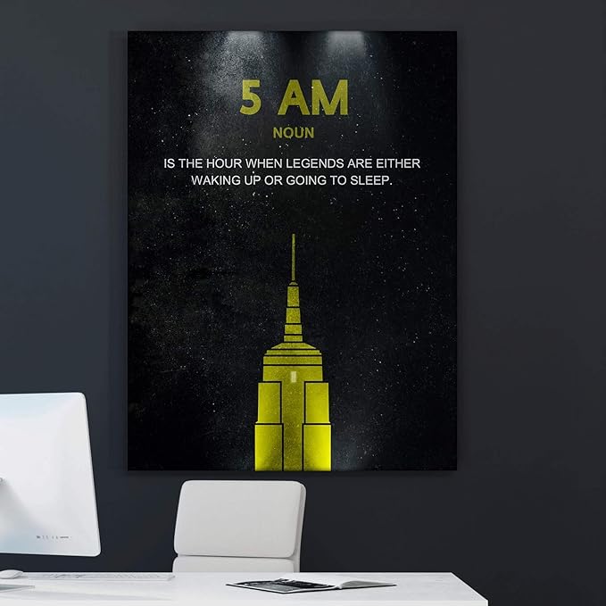SuccessHunters Entrepreneur Motivational Wall Canvas Print Office Decor Modern Art 5 AM Legend Motivation Pop Culture Empire State Inspirational Hustle Art (48" x 36")