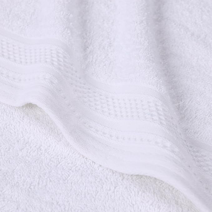 Superior Honeycomb Cotton Medium Weight Towels, for Guest Bath, Master Bathroom, Shower, Quick Dry, Adults, Home Essentials, Textured Waffle Border, Assorted Towel Set, 6 Piece Towel Set, White