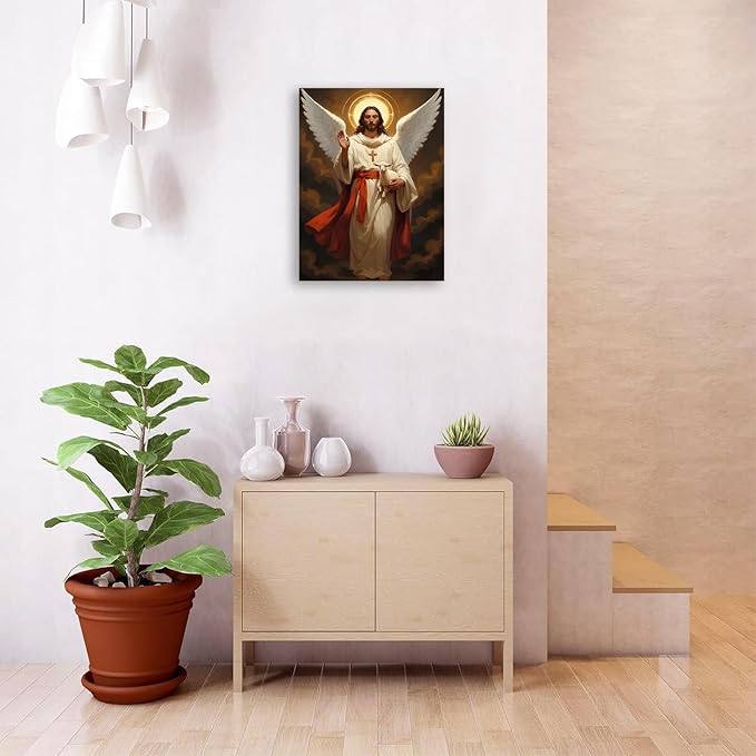 Christian Wall Art Print, Religious Scripture Biblical Decor, Faith-Based Inspirational Landscape with Cross, Digital Printed Canvas Poster for Church, Home Chapel, Prayer Room Decor