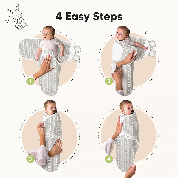 KeaBabies 3-Pack Swaddles for Newborns, Girls, Boys with Hats - Organic Soft Baby Sleep Sacks, Breathable Baby Swaddle 3-6 Months Beanies Set, Premie Infant Sleep Sack 0-3 Months (Prairie)
