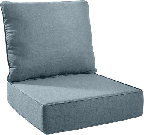 Patio Cushions for Outdoor Furniture - 24×24 Inches High Back and Deep Seating Outdoor Cushion for Patio Chairs Sofa Couch Loveseat Water Resistant(Sky Blue/1 Set/No Button)
