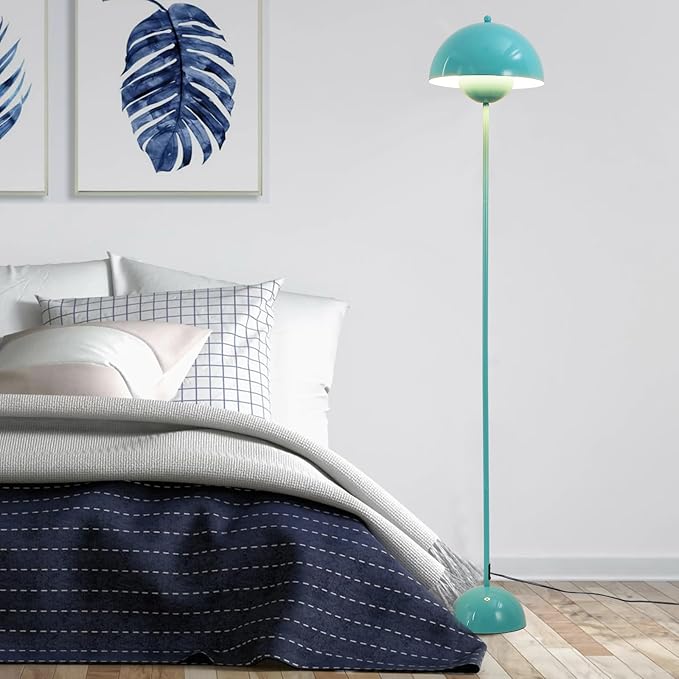 Modern Floor Lamp for Living Room, Industrial Tall Standing Lamp for Bedroom, Metal Shade Reflecting Light Reading Floor Lamp for Office, Nursery Room, Corner(Light Green)