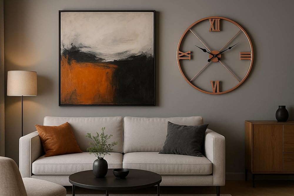 Minimalist Wall Clock, Kitchen Clocks, Housewarming Gifts, Modern Wall Clock, Oversized Wall Clock, Metal Wall Clock, Large Wall Clock (Gold, 16 Inch / 41 cm)