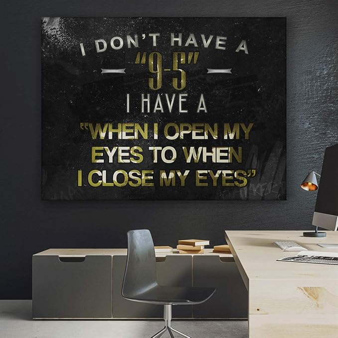 SuccessHunters Hustler Quote Canvas Print 9-5 Motivational Wall Office Decor Modern Art Entrepreners Motivation Entrepreneur Inspirational Hustler Quotes (8 x 8 in)