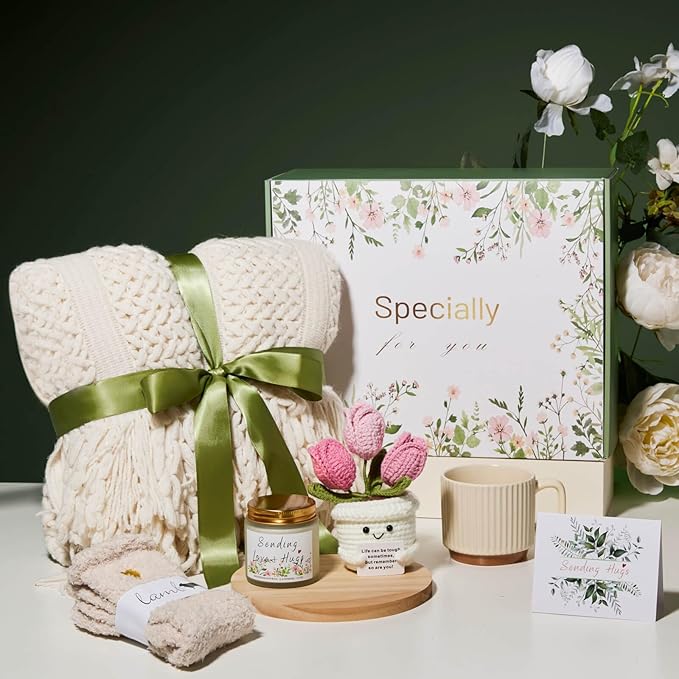 Gift Baskets for Women, Get Well Soon Gift, Birthday Gifts, Self Care Package, After Surgery Thinking of You Inspirational Basket, Sympathy Gifts for Her Mom Wife Sister Friend Girlfriend Coworker