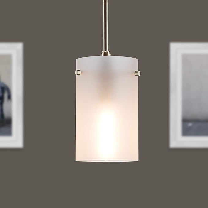 Linea di Liara Effimero Modern Brushed Nickel Pendant Light Fixtures Over Kitchen Island Sink Lighting Ceiling Hanging Farmhouse Mini Metal Industrial Pendant Lighting Medium Frosted Glass Shade