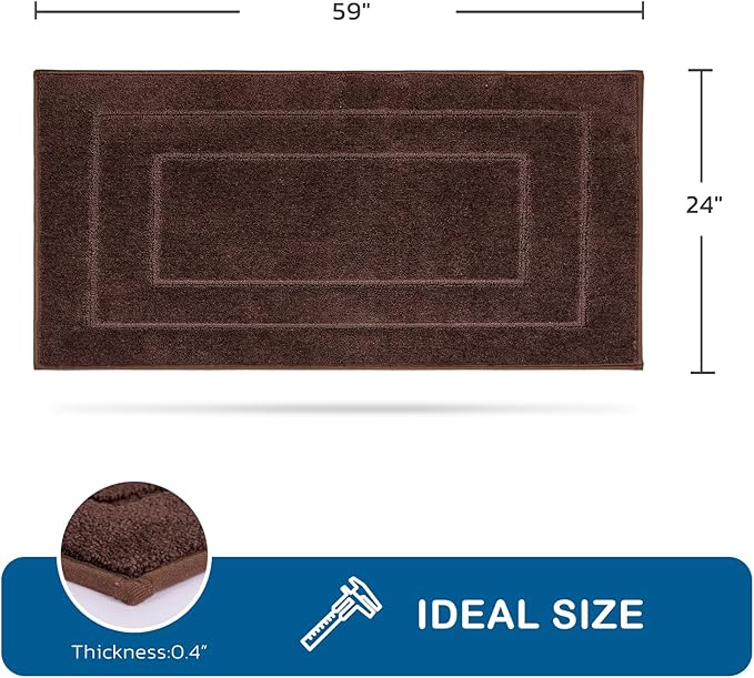 PURRUGS Machine Washable Kitchen Runner Rug 24" x 59", Non-Slip/Skid Hallway Runner Rug, Super Absorbent Soft Area Rug for Kitchen, Hallway & Laundry, Brown