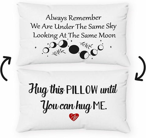 Long Distance Relationship Gifts Always Remember We are Under The Same Sky Reversible Decor Throw Pillow Case Decor for Home Bedroom,12''x20''Pillow case, Great Gift for Boyfriend, Girl (beige)