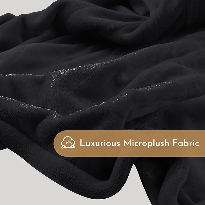 Electric Heated Blanket Microplush Cover Blanket, Full Size 72"x84" with 5 Heat Settings & 10 Hours Auto Off, Cozy & Warm for All Night, Machine Washable, Black