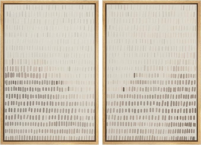 MUDECOR Framed Canvas Print Wall Art Neutral Abstract Dot Illustrations Modern Art Decorative Bohemian Colorful Chic for Living Room, Bedroom, Office - 24"x36"x2 Natural