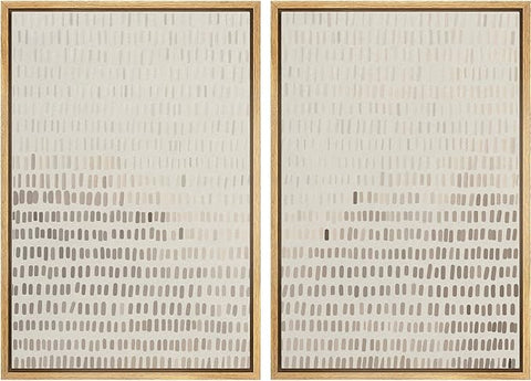 MUDECOR Framed Canvas Print Wall Art Neutral Abstract Dot Illustrations Modern Art Decorative Bohemian Colorful Chic for Living Room, Bedroom, Office - 24"x36"x2 Natural