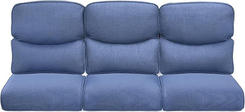 22x25/22x24 Outdoor Cushions for Patio Couch Chairs Set of 3 - High Back Comfy Outside Seat Cushions for Wicker Dining Rocker Glider Loveseat 3-Seater Sectional Sofa - Navy Blue/Smile