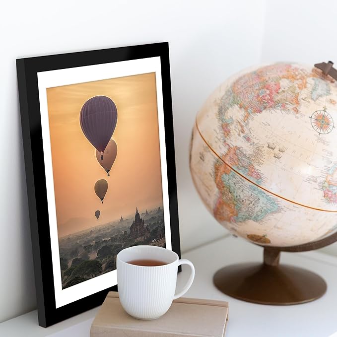 12x16 Picture Frame 5 Pack, Black Poster Frame, Display Pictures 11 x 14 with Mat or 12 x 16 Without Mat for Horizontal or Vertical Wall Mounting, Wall Gallery Frame for Artwork Certificate