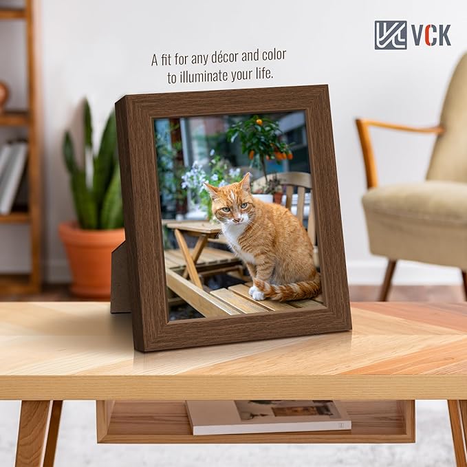 VCK 8x10 Frame Set of 5 - Brown, Wood Picture Frame with Exclusive Wood Grain, Wall Gallery Frame