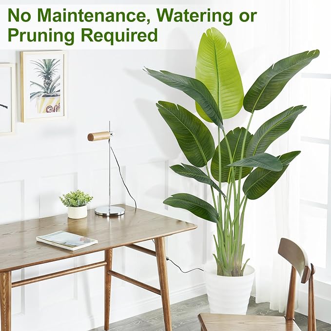 Lifelike Bird of Paradise Artificial Plant,5ft Faux Banana Leaf Tree with 10 Trunks - Perfect Indoor Silk Floor Plant for Home Decor in Living Room, Office, and Bedroom (Set of 2)