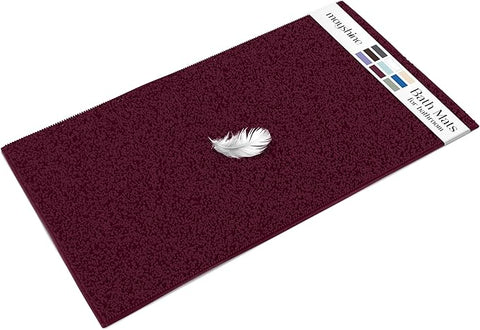 MAYSHINE Plush Shaggy Chenille Bath Mat | Extra Soft, Super Absorbent, Non-Slip Bathroom Rug | Fluffy Microfiber, Area Rug Sets for Bathroom Floor, Kitchen, Living Room | 47"x27" | Burgundy