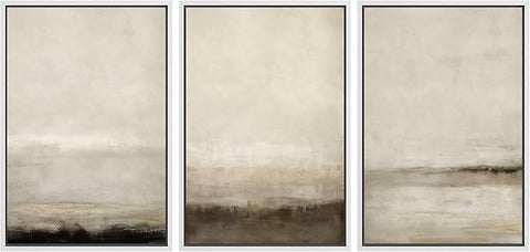 SIGNWIN Framed Canvas Print Wall Art Set Misty Horizons Tranquil Scenery in Monochrome Abstract Modern Art Bohemian Decorative for Living Room, Bedroom, Office - 24"x36"x3 White