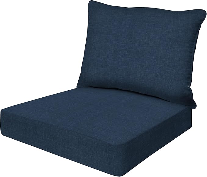 Honeycomb Outdoor Essentials Deep Seat, 24 x 24, Hampton Texture Navy Chair Cushion for Patio Furniture