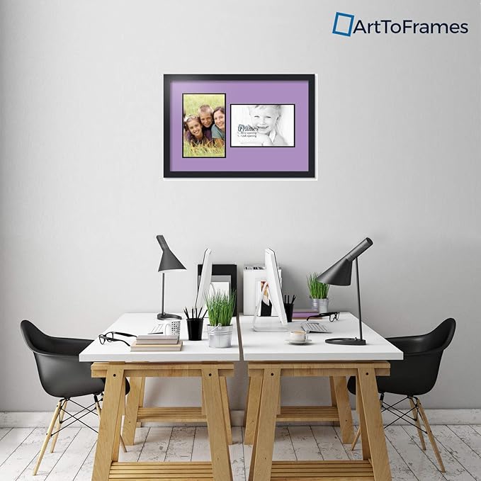 ArtToFrames Collage Photo Frame Double Mat with 2 - 8x12 Openings and Satin Black Frame