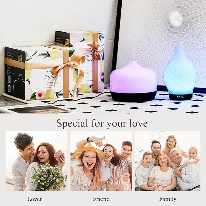 Porseme 150ml Essential Oil Diffuser Glass Color Changing Aroma Air Diffusers Aromatherapy Ultrasonic Cool Mist Humidifier 6 Running Hours Waterless Auto-Off for Sleeping Yoga Office Spa (Pure White)