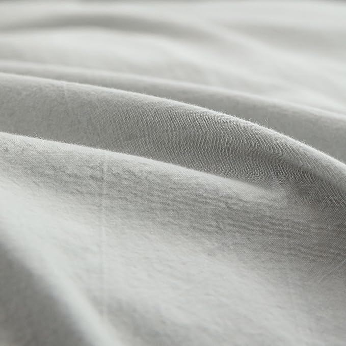 BESTOUCH Duvet Cover Set 100% Washed Cotton Linen Feel Super Soft Comfortable Chic Lightweight 3 PCs Home Bedding Set Solid Northern Droplet Grey Super King