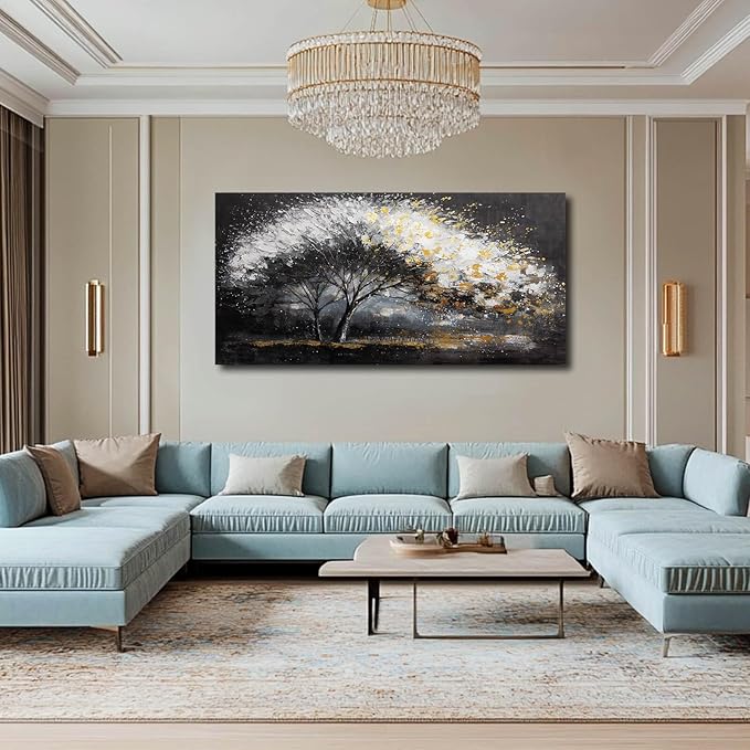 NBAODAN Plants Canvas Wall Art Grey Pictures Wall Decor for Dining Room Large Tree Art Botanical Wall Decorations for Living Room 29"x 58" Neutral Prints