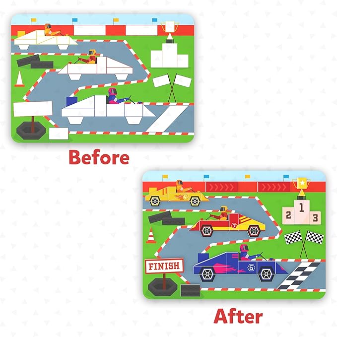 Skillmatics Tangram Sticker Puzzles - Educational Art & Craft Activity with 150+ Foam Tangram Stickers, Creative Toys & Games for Boys & Girls Ages 4, 5, 6, 7