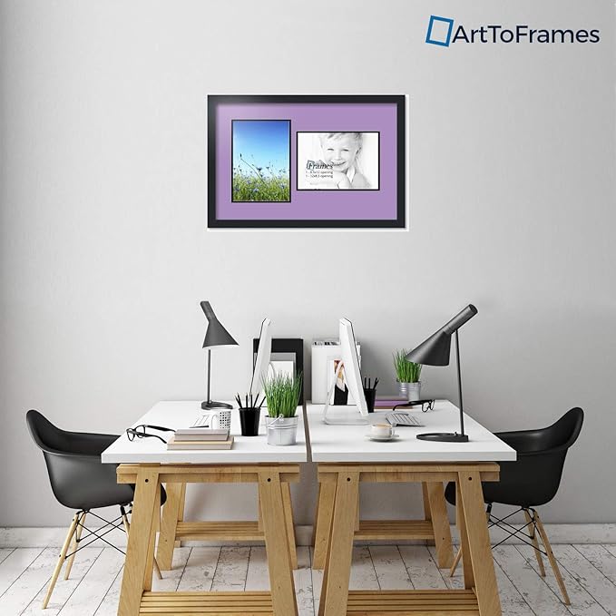 ArtToFrames Collage Photo Frame Double Mat with 2 - 8.5x12 Openings and Satin Black Frame
