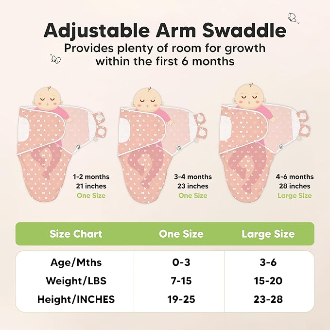 KeaBabies 3-Pack Swaddles for Newborns, Girls, Boys with Hats - Organic Soft Baby Sleep Sacks, Breathable Baby Swaddle 3-6 Months Beanies Set, Premie Infant Sleep Sack 0-3 Months (Butterflies)