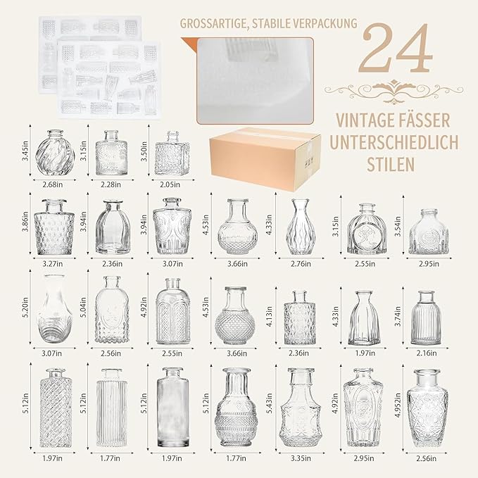 Mini Bud Vases As Wedding Centerpieces for Tables,Clear Bud Vases for Flowers,Small Flower Vases Suitable for Birthday Party,Anniversary,Wedding Reception,Baby Shower (Clear, 24PCS)