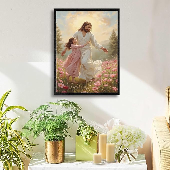 Christian Wall Art Print, Religious Scripture Biblical Decor, Faith-Based Inspirational Landscape with Cross, Digital Printed Canvas Poster for Church, Home Chapel, Prayer Room Decor