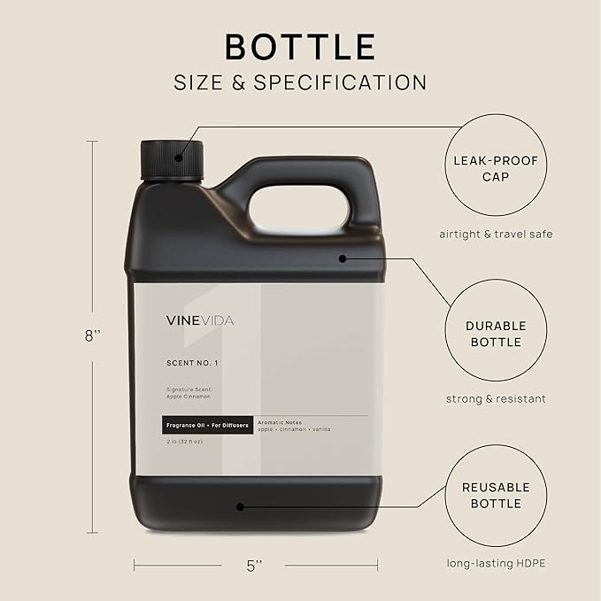 VINEVIDA [32 Fl Oz] Apple Cinnamon Fragrance Oil for Cold Air Diffusers, Essential Oils for Diffuser Oil Refill & Air Freshener Room Spray