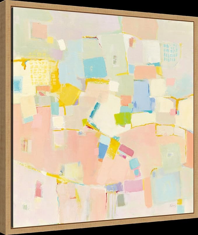 Amanti Art Framed Canvas Wall Art 22x22 Block Party by Phyllis Adams, Framed Wall Art Canvas, Abstract Artwork, Modern Decor, Medium Poster Painting for Living Room, Bedroom, Bathroom, Kitchen,