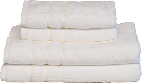 Mosobam Luxury Turkish 4pc Towel Set 30X58 16X30 White 700 GSM Bamboo Viscose & Aegean Turkish Combed Cotton
