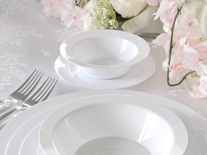 " OCCASIONS " 120 Plates Pack, Heavyweight Disposable Wedding Party Plastic Plates (6.25'' Dessert/Bread Plate, Plain White)