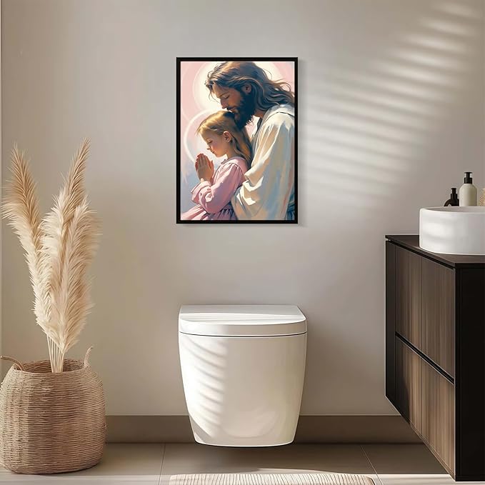Christian Wall Art Print, Religious Scripture Biblical Decor, Faith-Based Inspirational Landscape with Cross, Digital Printed Canvas Poster for Church, Home Chapel, Prayer Room Decor