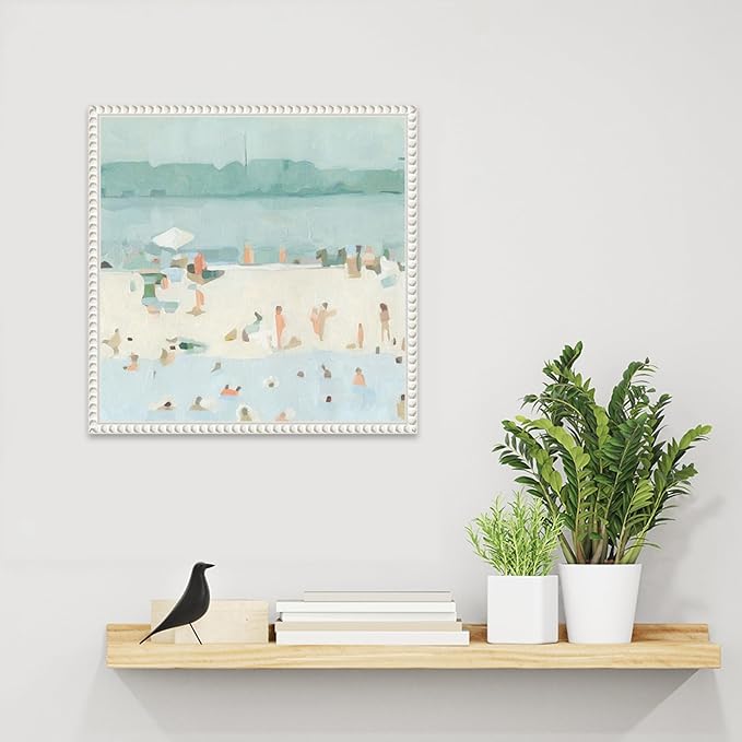 Amanti Art Framed Canvas Wall Art 16x16 Sea Glass Sandbar I by Emma Scarvey, Framed Wall Art Canvas, Abstract Artwork, Traditional Decor, Small Poster Painting for Living Room, Bedroom, Bathroom,