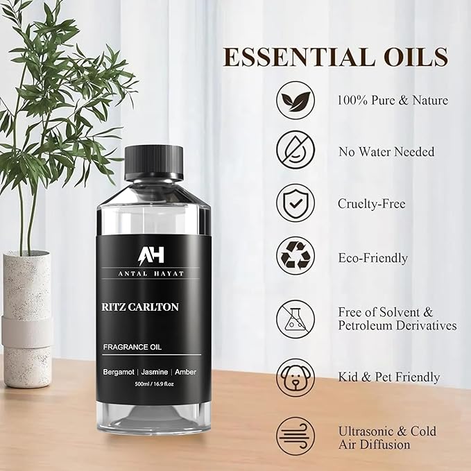 Essential Oil Aromatherapy Inspired by Luxury Hotels - Home Luxury Scent - Antal Hayat Diffuser Oil Scent - Diffuser Oil Blends for Aromatherapy (16.9 Fl oz, Ritz Carlton)