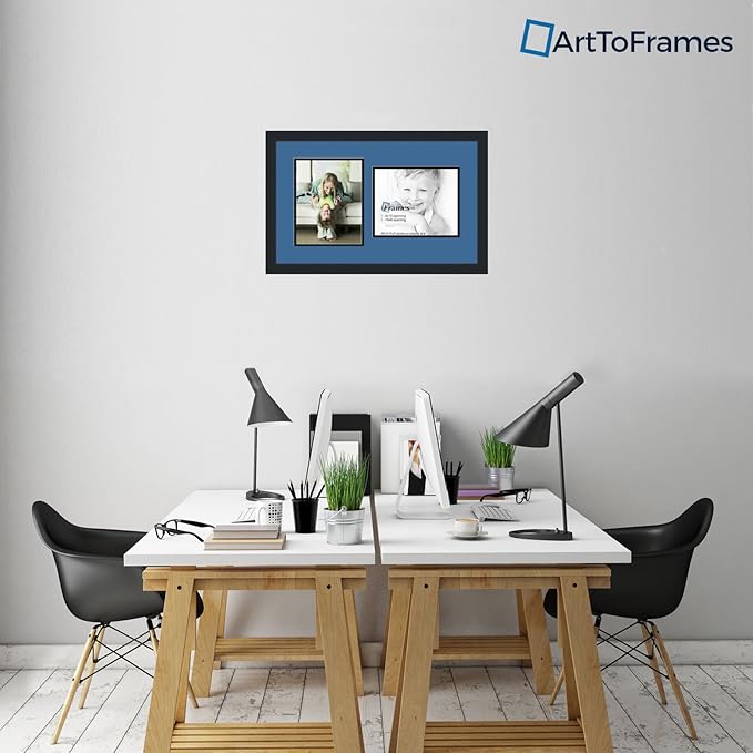 ArtToFrames Collage Photo Frame Double Mat with 2 - 8x10 Openings and Satin Black Frame