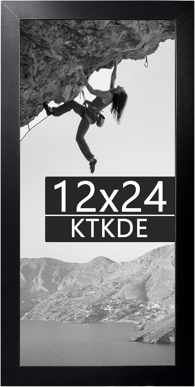 KTKDE 12x24 Picture Frame Black, Picture Poster Photo Frame wooden for Wall Decoration, Classic Black Minimalist Style Suitable for Decorating Houses,Any style Best gift