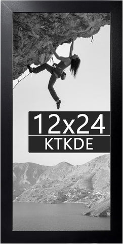 KTKDE 12x24 Picture Frame Black, Picture Poster Photo Frame wooden for Wall Decoration, Classic Black Minimalist Style Suitable for Decorating Houses,Any style Best gift
