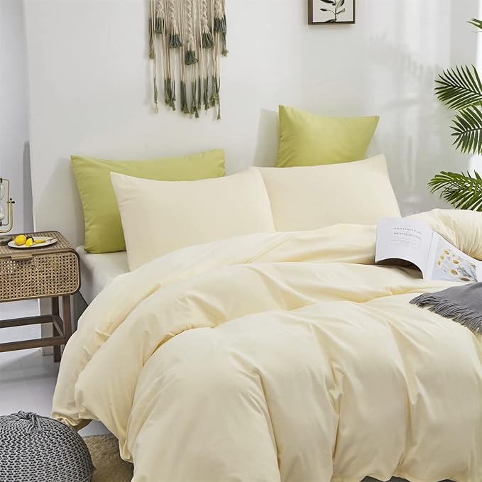 Luxlovery Beige White Comforter Set King Size Beige Ivory Bedding Set Solid Color Cream Off White Blanket Quilts Soft Breathable Ivory White Light Color Comforter Women Men