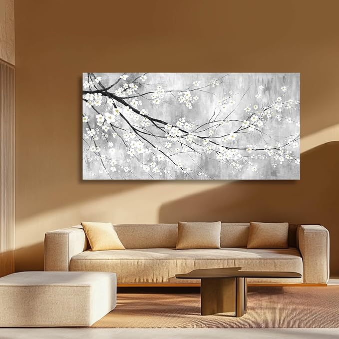 MLART99 Plum Blossom Decorative Floral Pictures Flower Prints Wall Art 24"x48" Botanical Poster for Bedroom Wall Decoration Living Room Pictures
