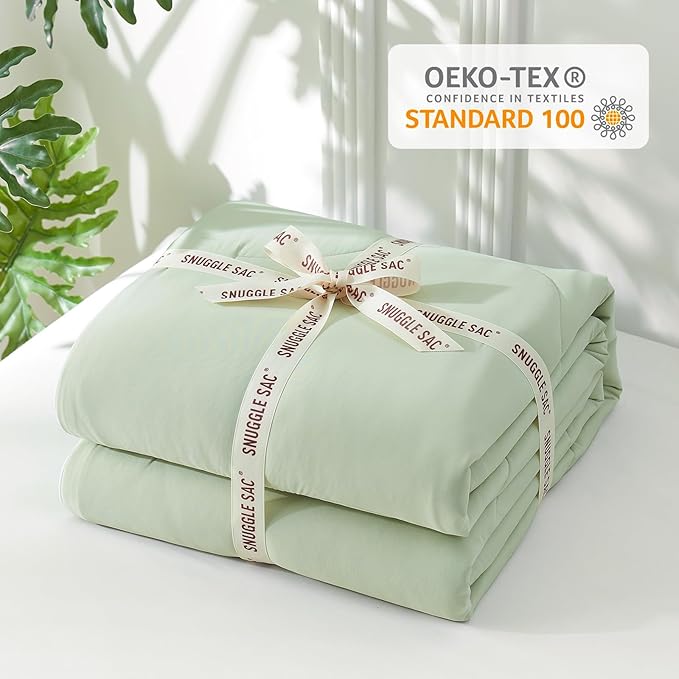 Snuggle Sac Cooling Comforter King Size, Breathable Cooling Blankets for Hot Sleepers and Night Sweats, Soft Lightweight King Size Blankets, 106x90 Inches, Sage Green