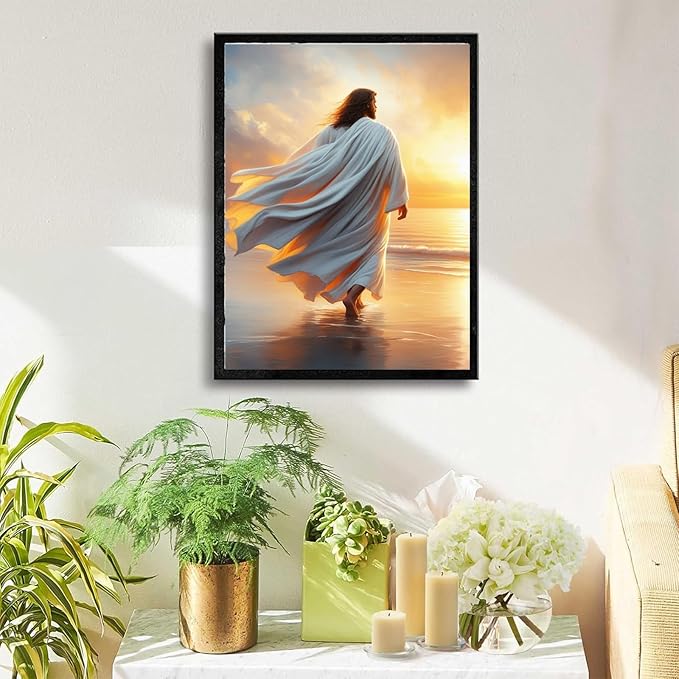 Christian Wall Art Print, Religious Scripture Biblical Decor, Faith-Based Inspirational Landscape with Cross, Digital Printed Canvas Poster for Church, Home Chapel, Prayer Room Decor