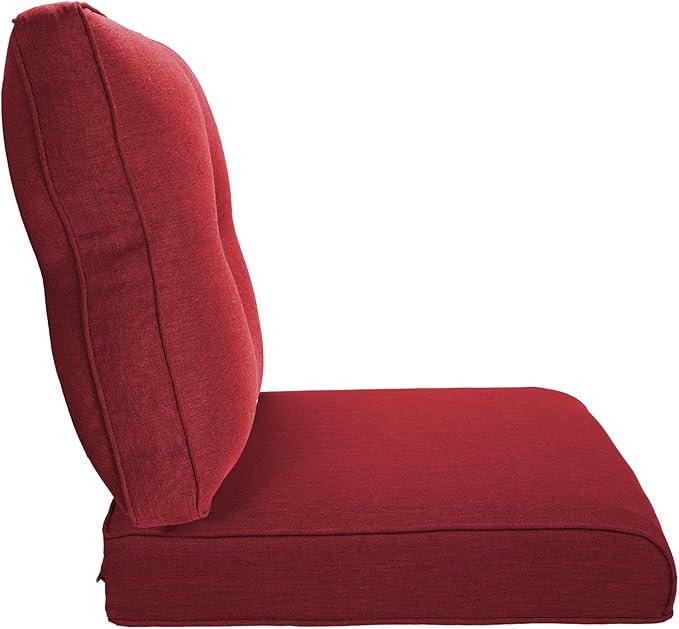 22x25/22x24 Outdoor Furniture Cushions Set of 6 - Comfortable Patio Chair Cushion for Rattan Wicker Dining Rocking Swivel Chairs Loveseat Couch L-Shape Sectional Sofa - Red/Button